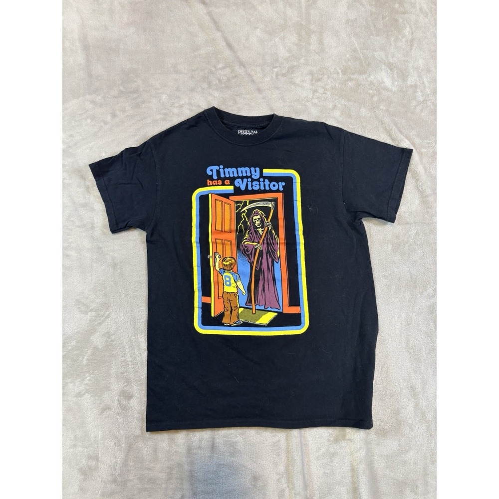 Steven Rhodes Grim Reaper Timmy Has a Visitor Men's Graphic T-Shirt Black Size M